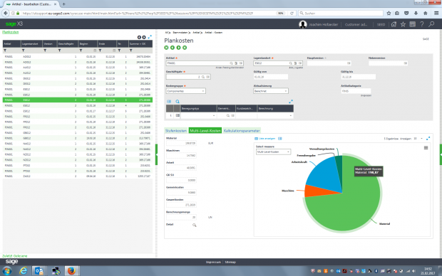 Die Benutzeroberfläche von Sage X3 (Bild: Sage)